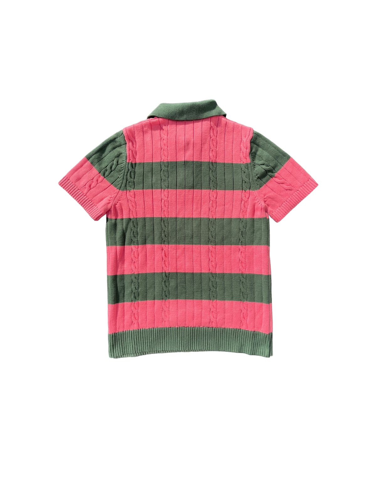 Rugby Pink and Green Knitted polo