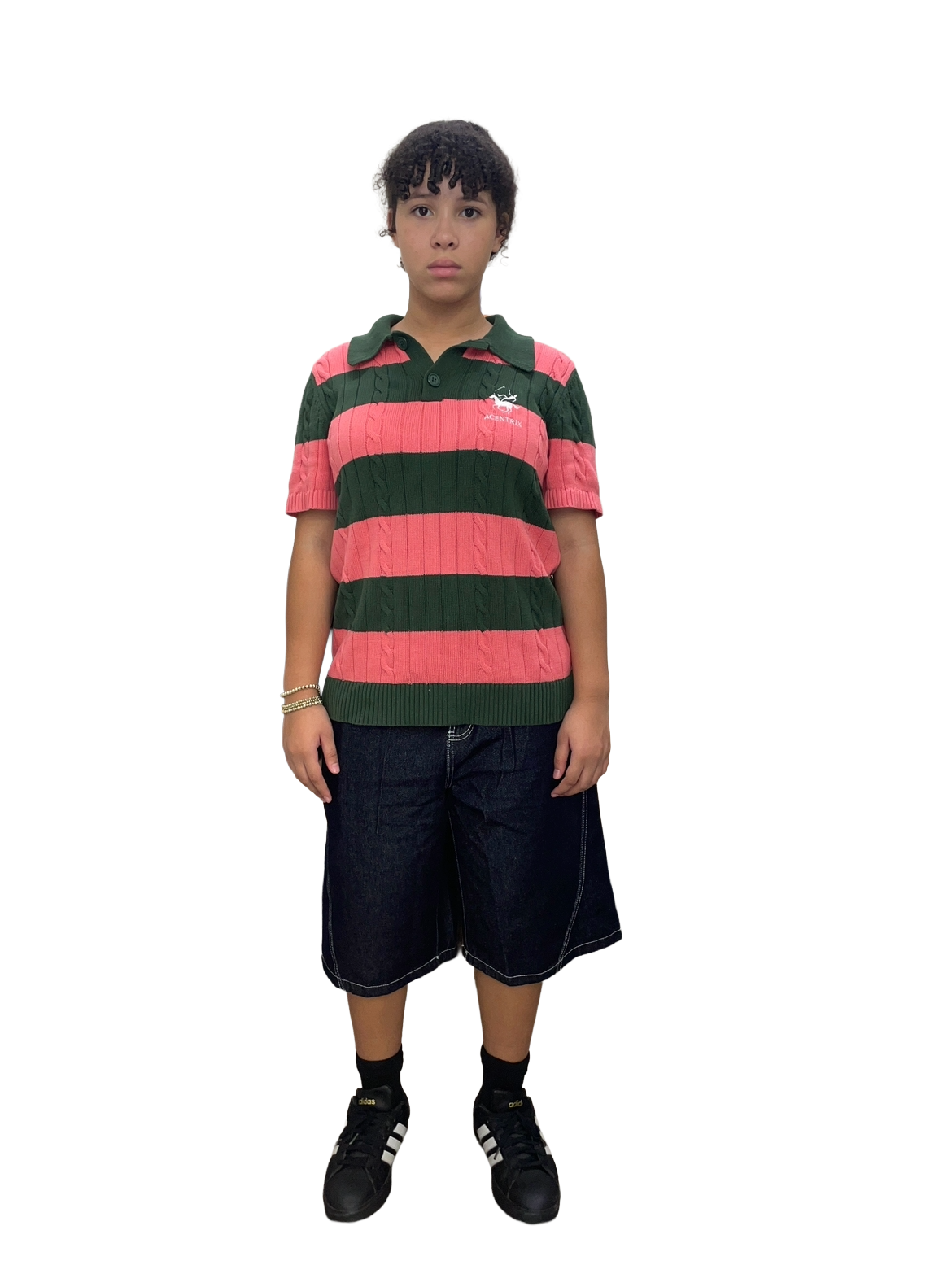 Rugby Pink and Green Knitted polo