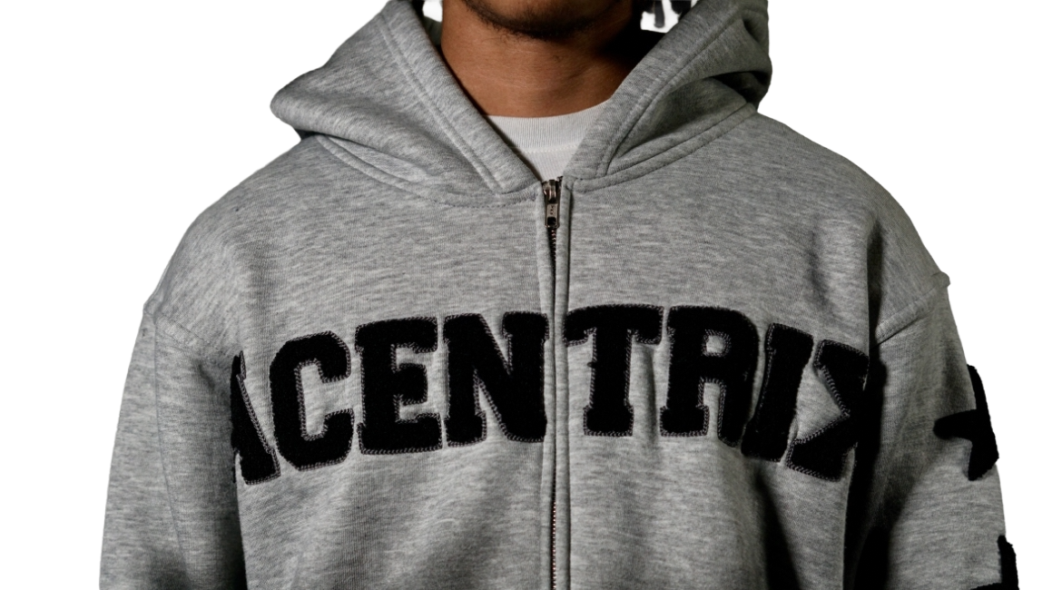 Acentrix Grey and black zip up hoodie