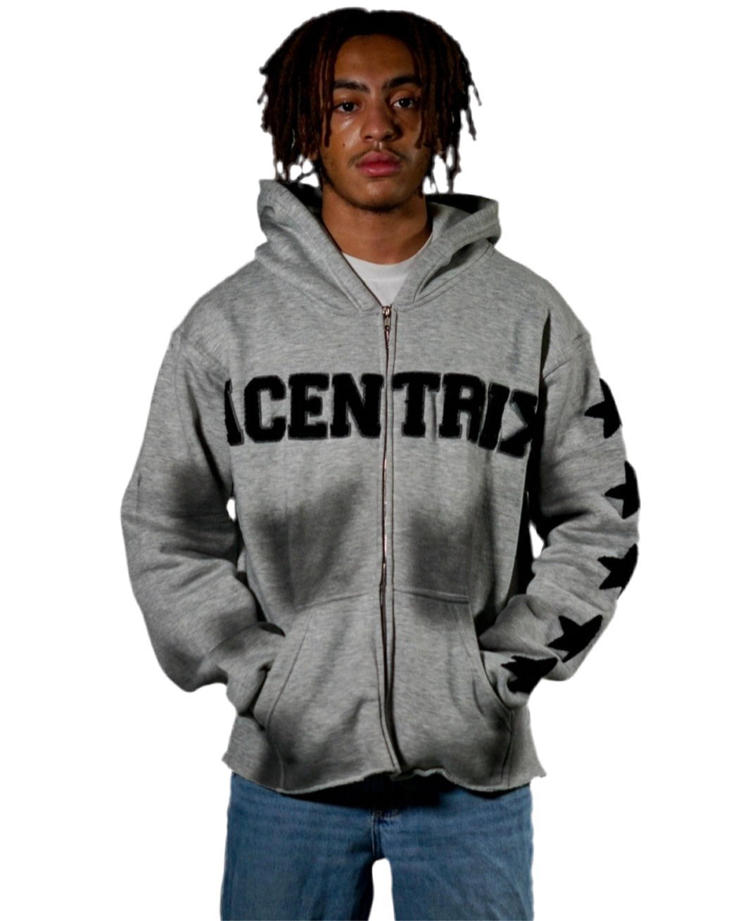 Acentrix Grey and black zip up hoodie
