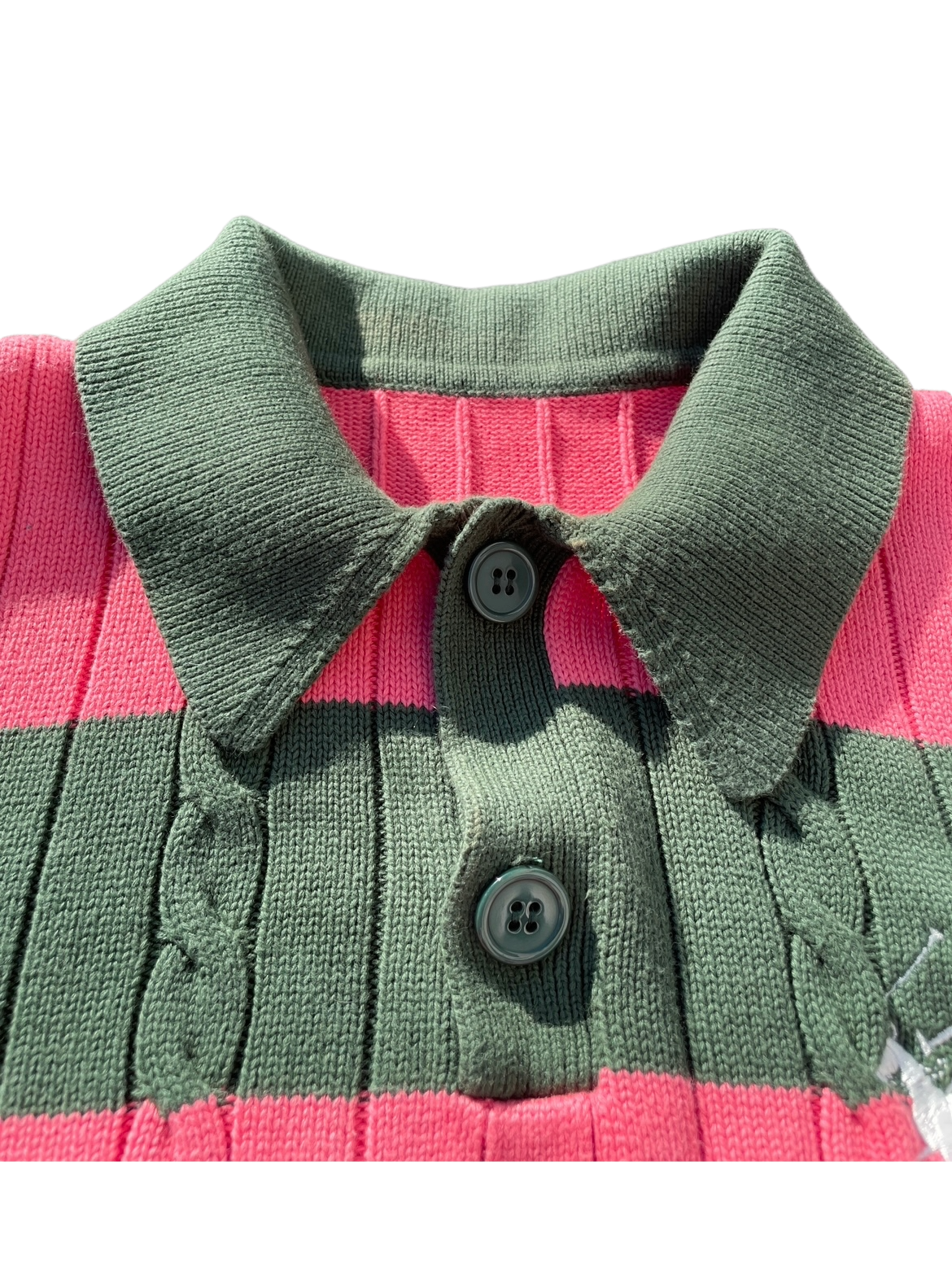Rugby Pink and Green Knitted polo