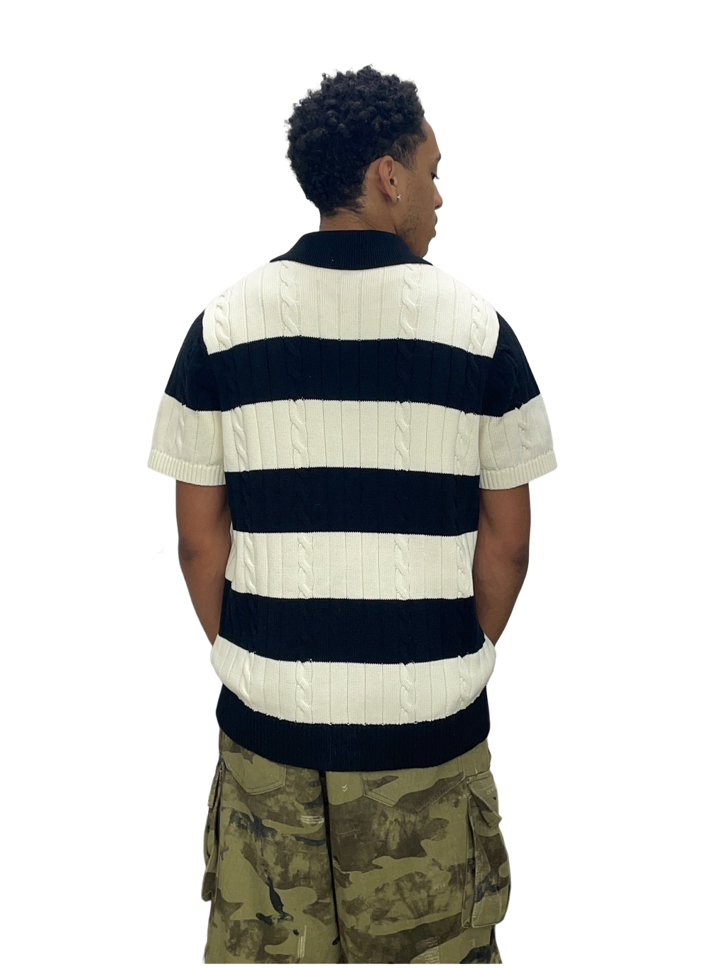 Rugby Black and White Knitted polo