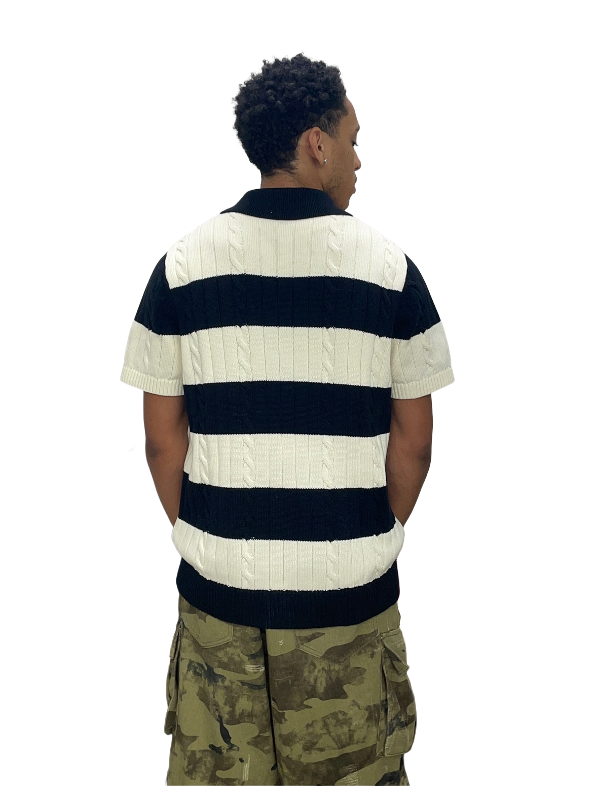 Rugby Black and White Knitted polo