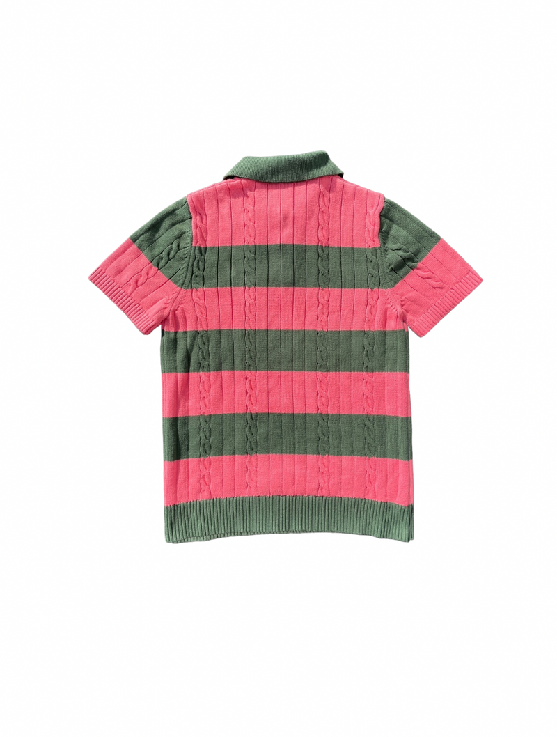 Rugby Pink and Green Knitted polo