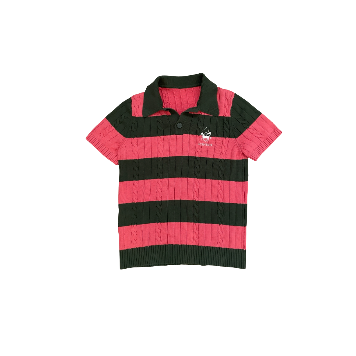 Rugby Pink and Green Knitted polo