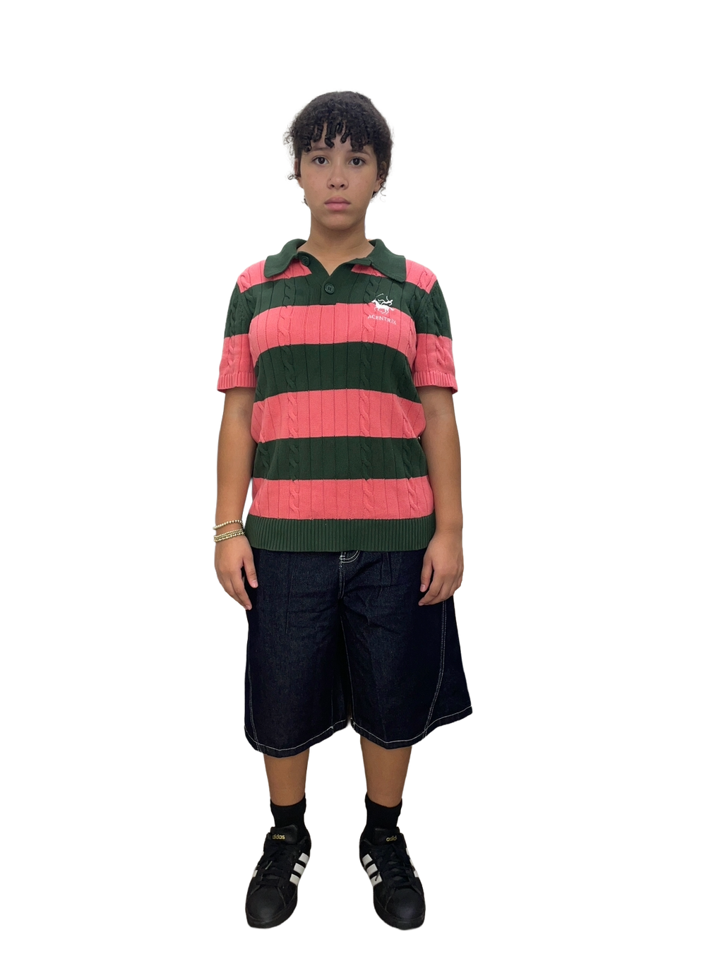 Rugby Pink and Green Knitted polo
