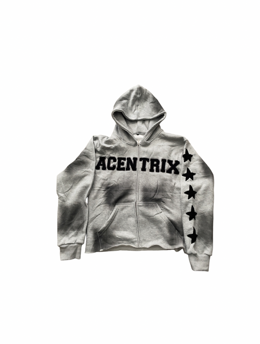 Acentrix Grey and black zip up hoodie