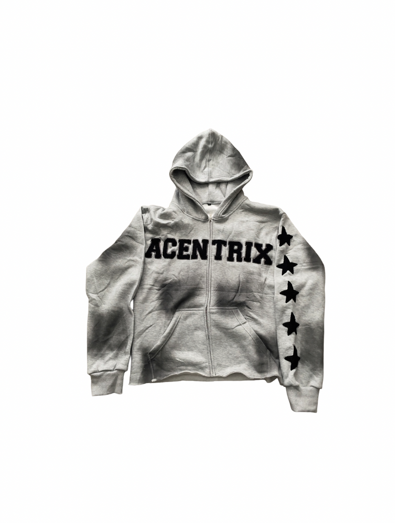 Acentrix Grey and black zip up hoodie