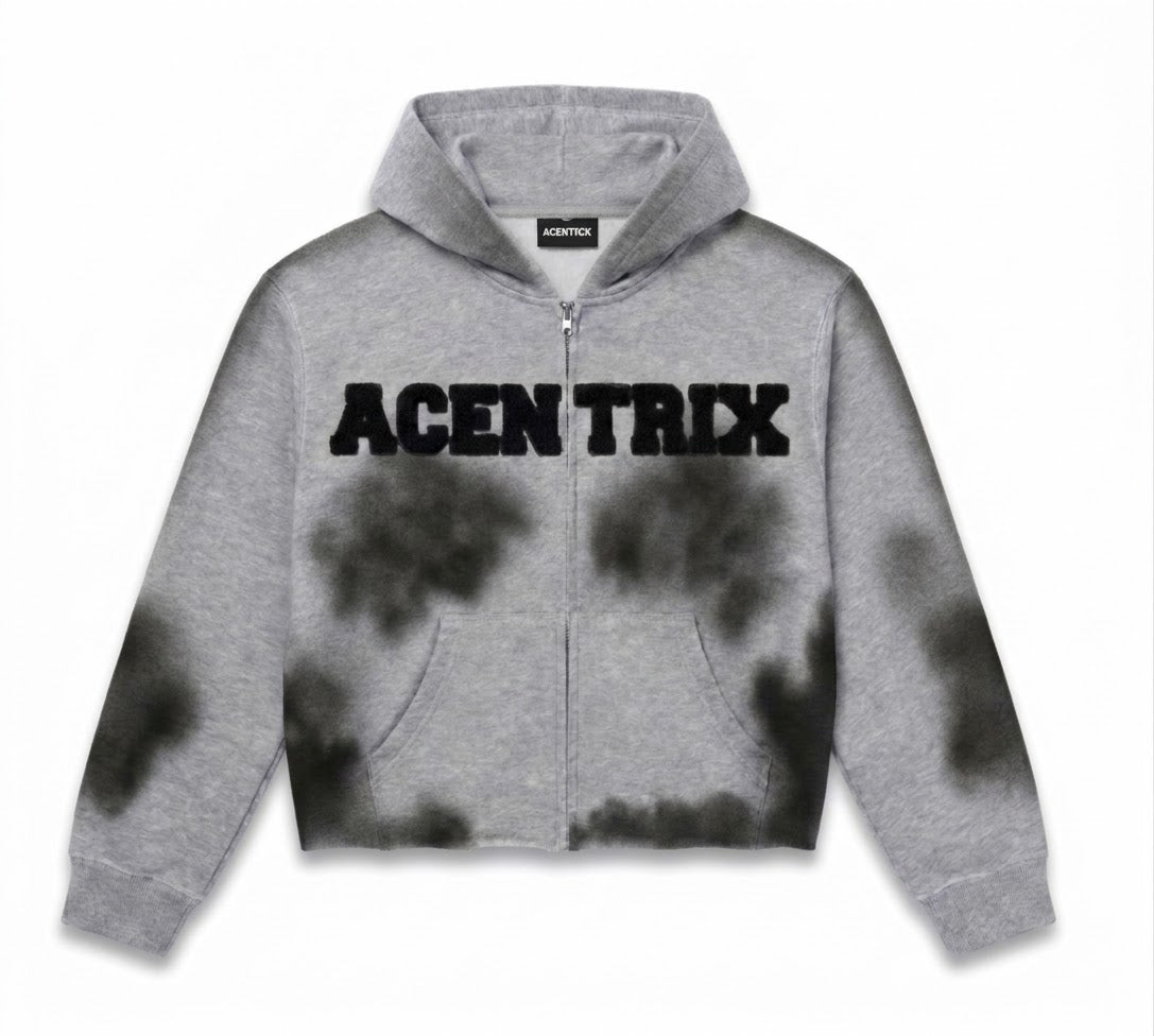 Acentrix Grey and black zip up hoodie