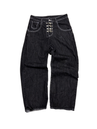 Ribbed Black Denim