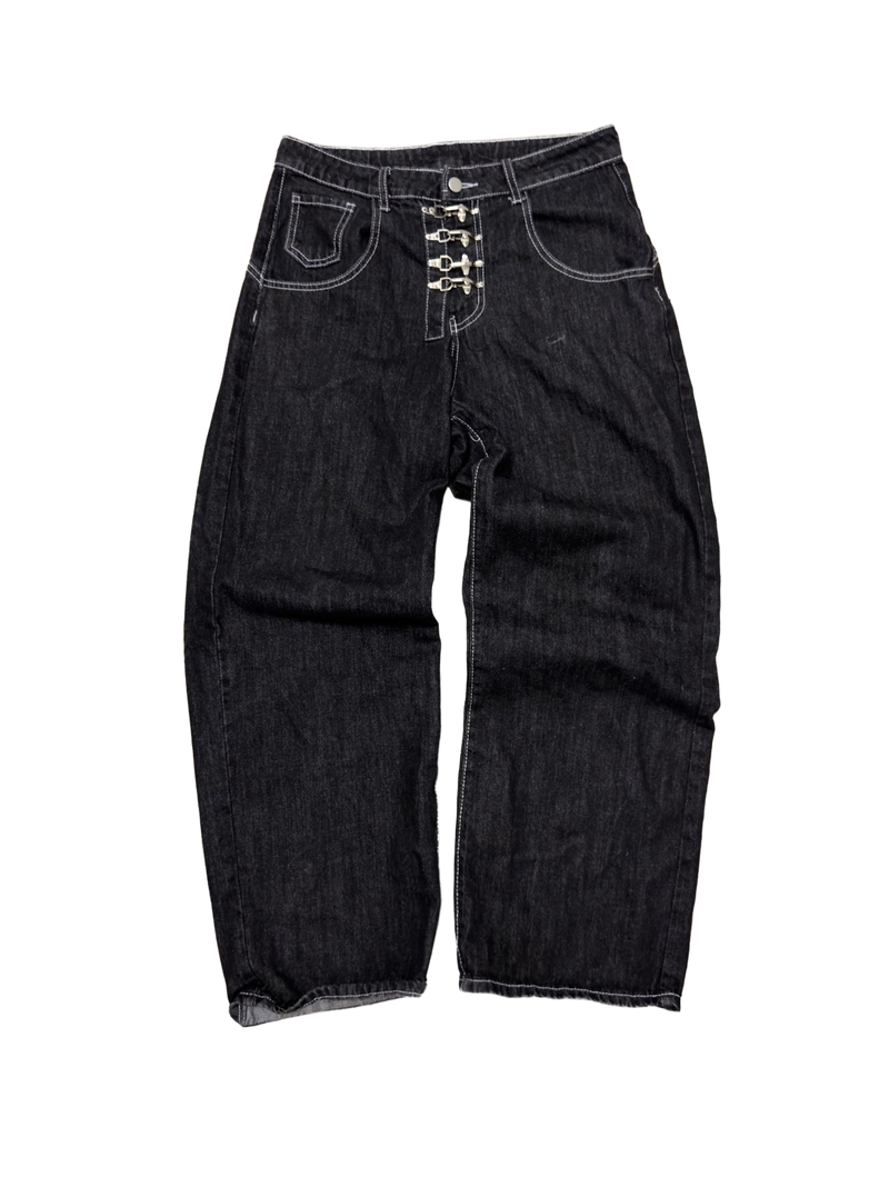 Ribbed Black Denim
