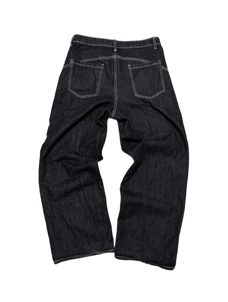 Ribbed Black Denim
