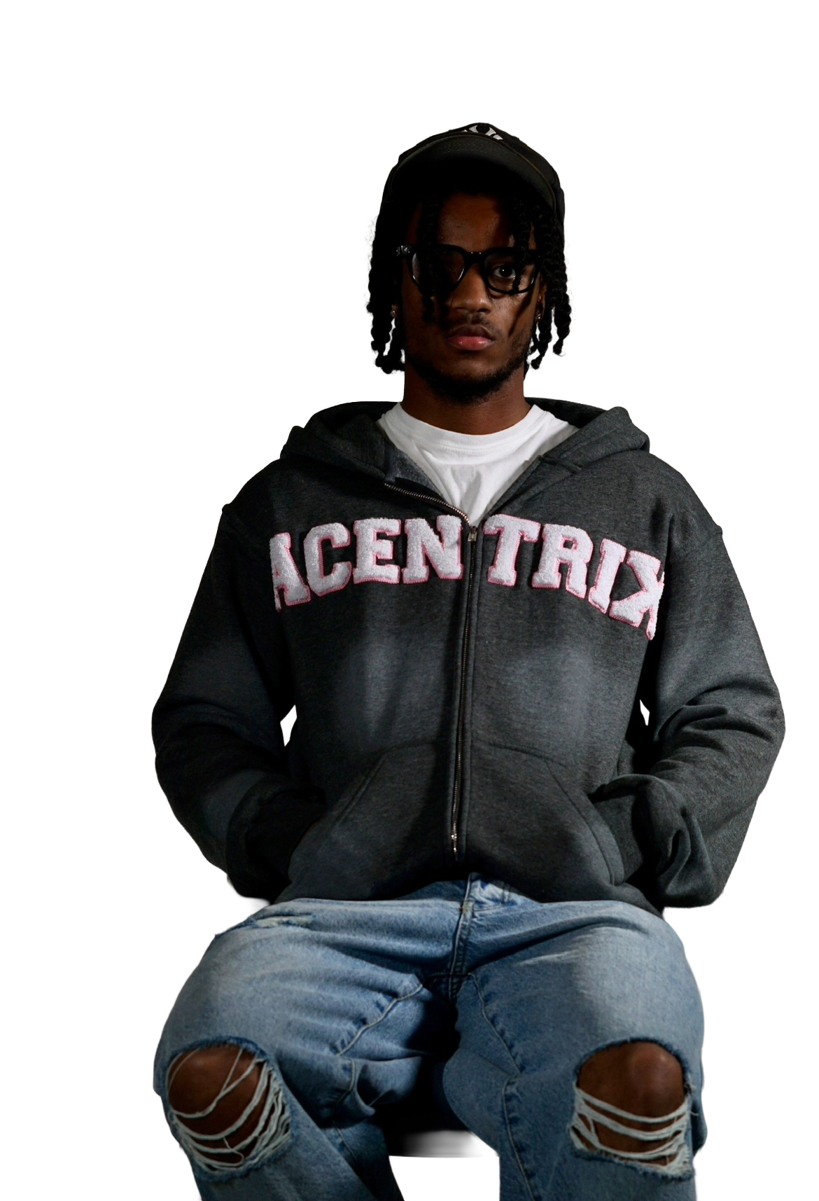 Acentrix Grey and Pink zip up hoodie