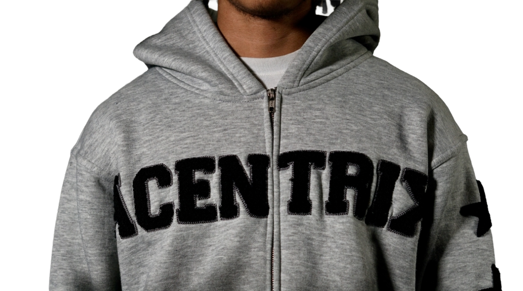 Acentrix Grey and black zip up hoodie