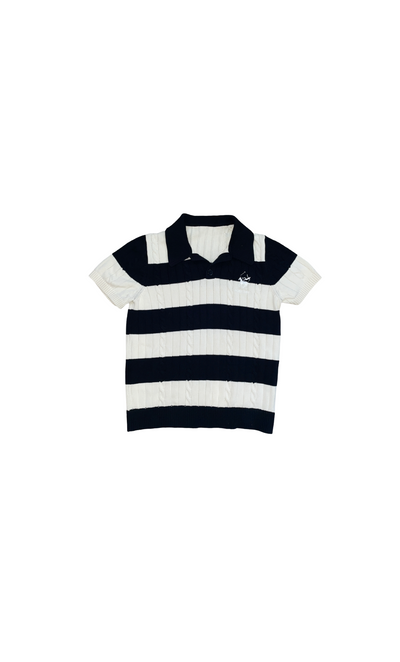 Rugby Black and White Knitted polo