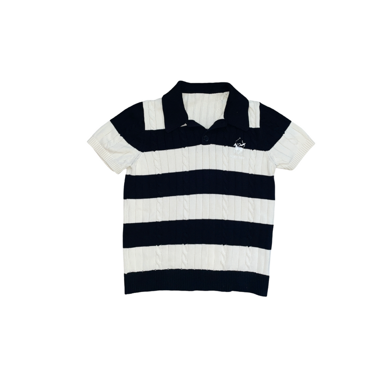 Rugby Black and White Knitted polo