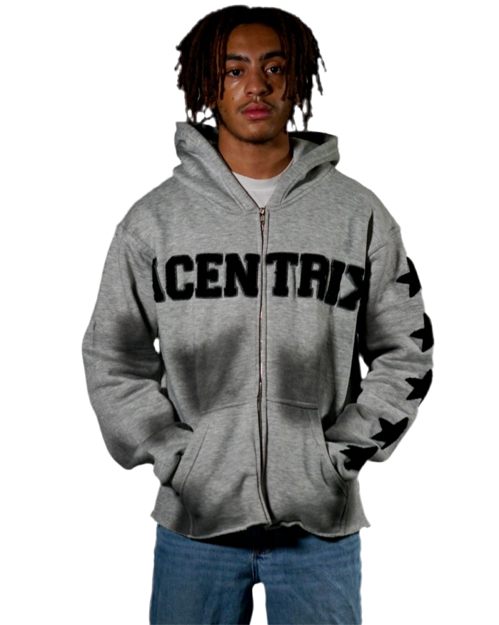 Acentrix Grey and black zip up hoodie