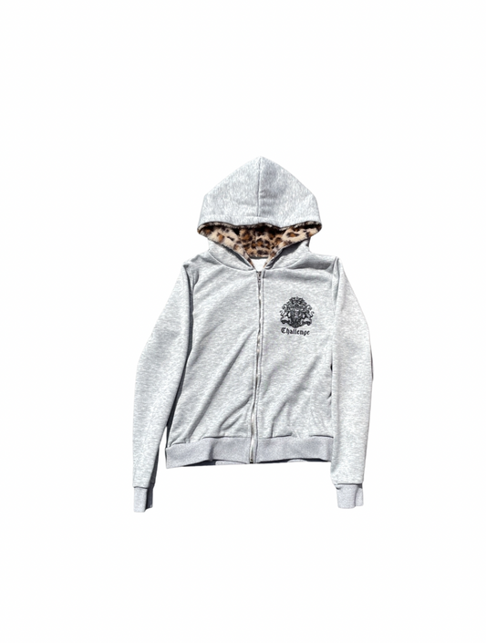Leather print hoodie