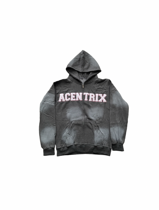 Acentrix Grey and Pink zip up hoodie